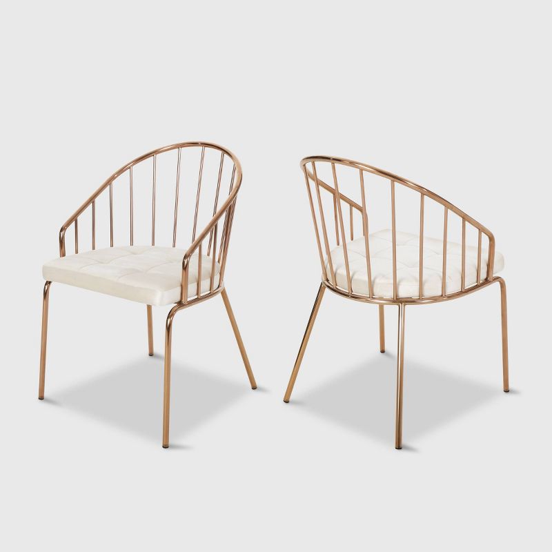 Set of 2 Doane Modern Velvet Dining Chairs Beige - Christopher Knight Home, 1 of 6