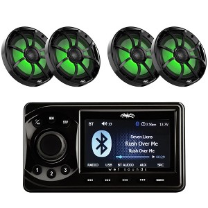 Wet Sounds WS-MC-1 4 Zone Marine Media Center + 2 Pairs RECON 6-BG-RGB Speakers - 1 of 4