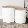 Set of 2 Farmhouse Metal Storage Stool White - Olivia & May: Indoor Round Ottoman, No Assembly Required - 2 of 4