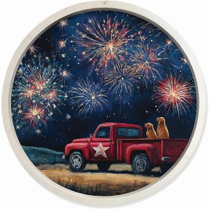 Creative Products Goldens Watching Fireworks 20x20 Round Framed Print - 1 of 4