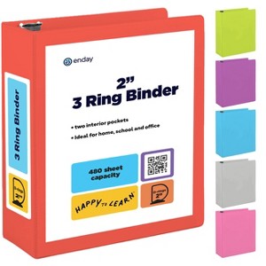 3 Ring Binder Clear View Cover with 2 Inside Pockets, Colored School Supplies Office and Home Binders – by Enday - 1 of 4