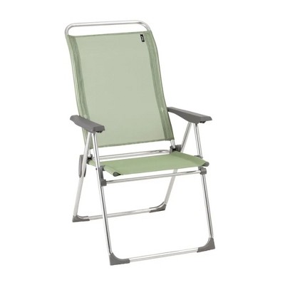 Lafuma Alu Cham Adjustable Lightweight Ergonomic Rust-Free Outdoor Folding Patio Armchair, 5 Seating Positions & Batyline Ventilated Fabric, Moss