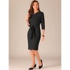 Allegra K Women's Tie Front Slit Neck Elbow Sleeve Office Business Sheath Dress - 4 of 4