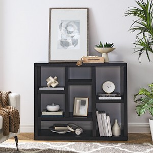 AndMakers 35.63 in.Tall Black Wood 7-Shelf Bookcase with Shelve - 1 of 4