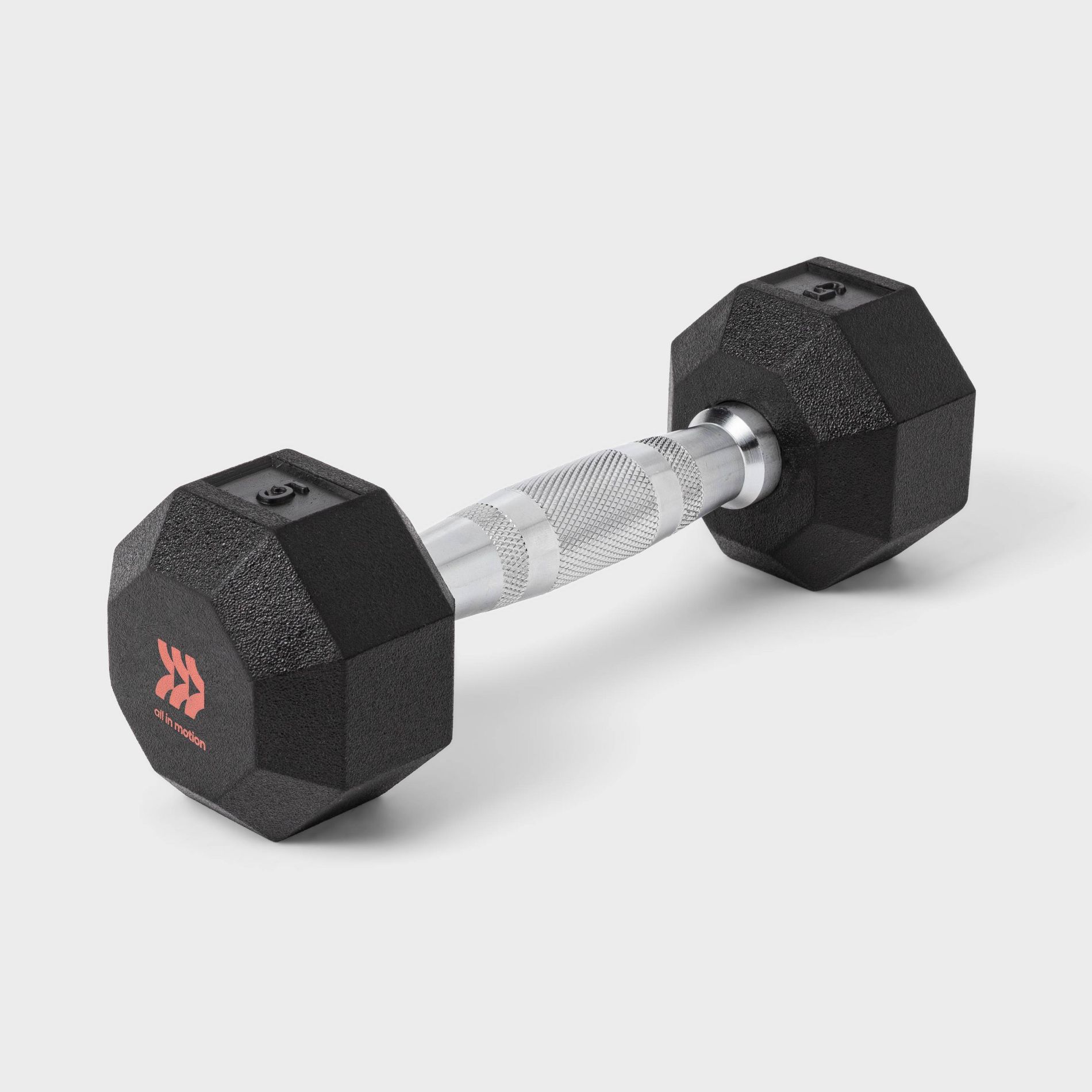 Hex Dumbbell 5lbs Black - All In Motion™: Rubber Coated, Chrome Handle, Arm Workout