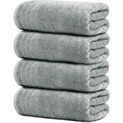 BRINJOY 4-Pack Extra Large Bath Towels - 30x60 Inch 100% Ultra-Fine Cotton, Lightweight Quick-Dry Bath Towels (Cool Grey)