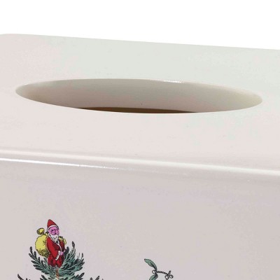 Ivory Resin Christmas Tree Tartan Tissue Box Cover
