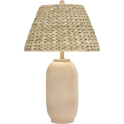 360 Lighting 30" Tall Large Coastal Tropical End Table Lamp Beige Sand Finish Single Seagrass Shade Living Room Bedroom Bedside Nightstand House