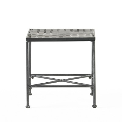 Petra Black Iron Square Outdoor Side Table
