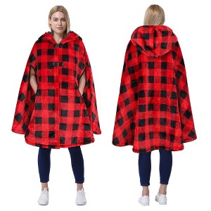Catalonia Women's Fuzzy Fleece Cardigan, Open Front No Sleeve Shrug, Cozy Hoodie Blanket Shawls Wearable, Valentine’s Day Gift Woman - 1 of 4