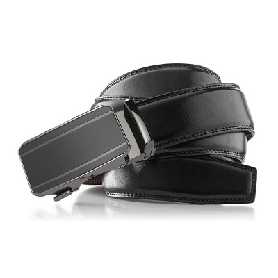 Roxoni Men's Ultra Soft Geniune Leather Rachet Rectangular Prism Dress Belt
