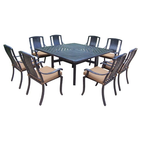 Vanguard 9 Piece Aluminum Stationary Square Patio Dining Furniture Set Target