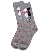 Memoi Purr-fectly In Love Crew Bamboo Blend Socks Med Gray Heather 9-11 - 3 of 4