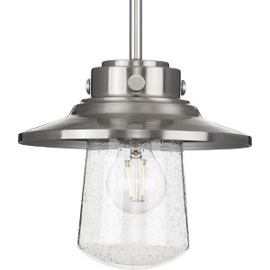 Progress Lighting Tremont 1-Light Matte Black Clear Seeded Glass Farmhouse Outdoor Hanging Mini-Pendant - 1 of 3