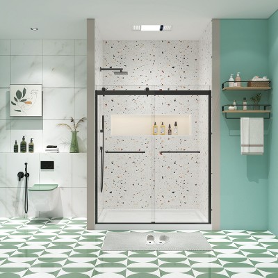 NicBex Shower Door 56-60" Wx74"H Bypass Sliding Shower Door with 5/16" (8mm) Tempered Glass with Reversible Installation
