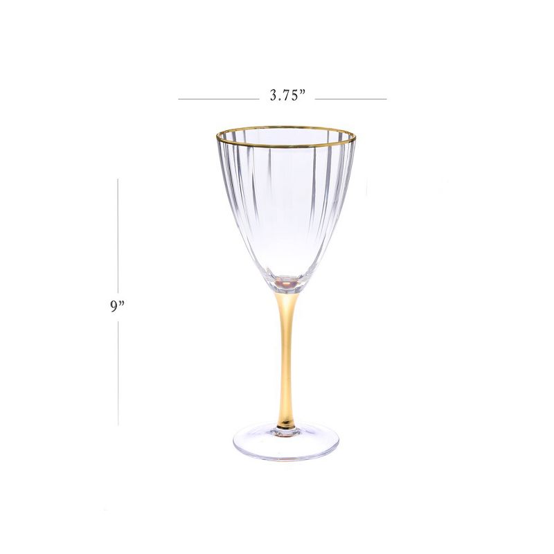 Classic Touch Set of 6 Textured Glasses with Gold Stem and Rim, 3 of 5