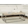 Monarch Natural Wood-Look Finish Chrome Metal Contemporary Coffee Table (2 Pack) - 2 of 4