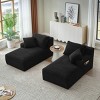 Set of 2 Corduroy Chaise Lounge Chairs, Oversized Sleeper Sofa with Cupholder, Modern Loveseat for Bedroom or Living Room – The Pop Home - 3 of 4