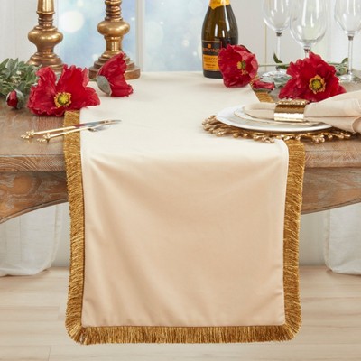 Saro Lifestyle Velvet Fringe Table Runner