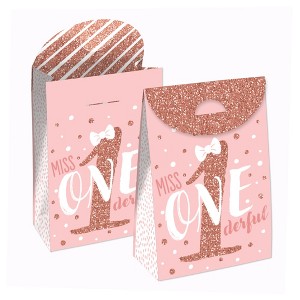 Big Dot of Happiness 1st Birthday Little Miss Onederful - Girl First Birthday Gift Favor Bags - Party Goodie Boxes - Set of 12 - 1 of 4
