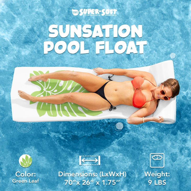 TRC Recreation Sunsation 1.75" Thick Vinyl Coated Foam Pool Lounger Swim Float Mat with Roll Pillow for Head and Neck Support, 2 of 7