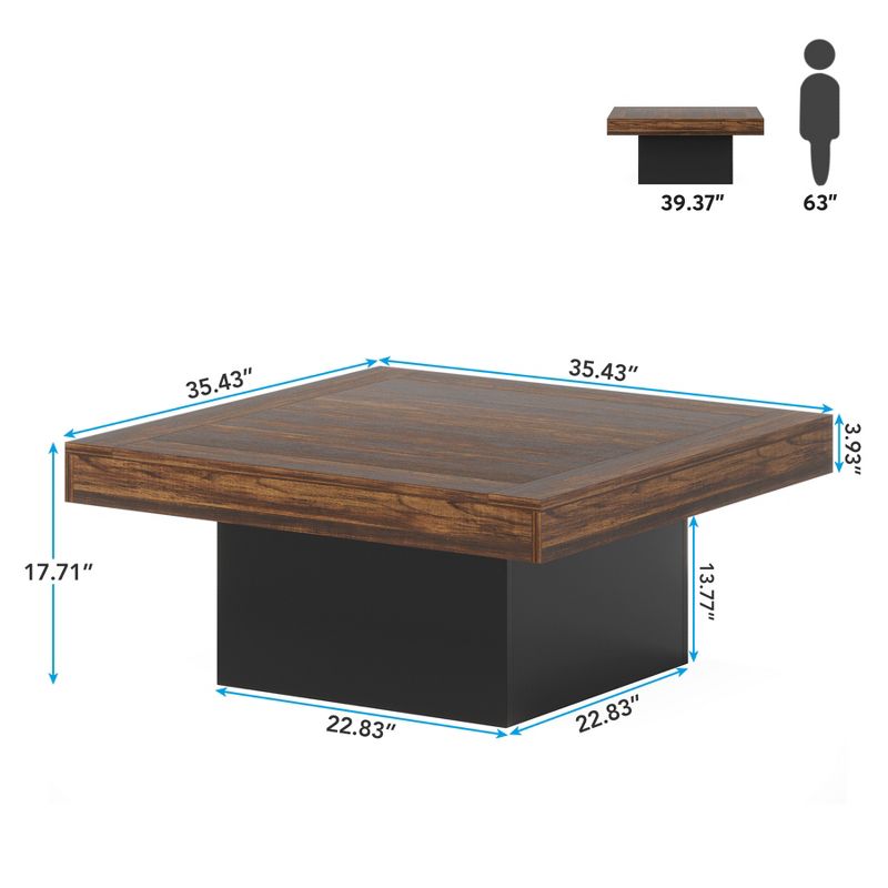 Tribesigns Farmhouse Square LED Table, Engineered Wood Coffee Table, 3 of 8
