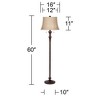 Regency Hill Brooke Traditional 60" Tall Standing Floor Lamps Set of 2 Lights Pull Chain Brown Metal Bronze Finish Living Room Bedroom House Reading - 4 of 4