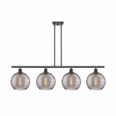 Athens Deco Swirl - 4 Light Stem Hung Island In Industrial Style-12.13 Inches Tall and 48.25 Inches Wide