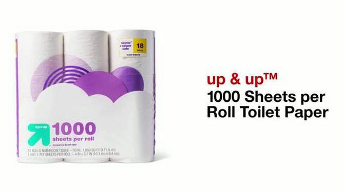 1000 Sheets per Roll Toilet Paper - up & up™, 2 of 7, play video