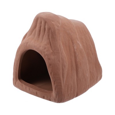 Unique Bargains Ceramic Aquarium Hideaway Rock Cave Fish Tank Decoration Red Brown 3.46x3.19x2.76 Inches