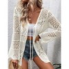 Women's Crochet Cardigan Light Weight Long Sleeve Tie Front Hollow Out Thin Cardigan - 4 of 4