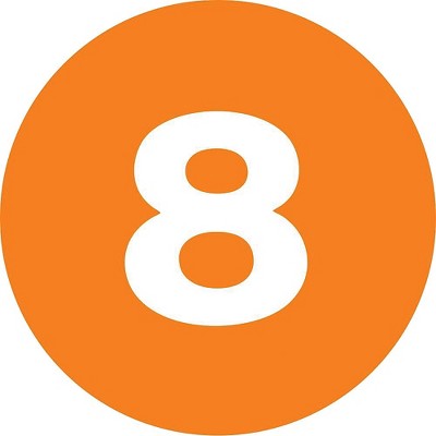 The Packaging Wholesalers 2" Inventory Numbered Circles #8 Orange 1/Roll LABDL6776