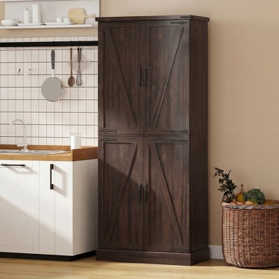 Homcom 72" Tall Kitchen Pantry Cabinet, Farmhouse Storage Cabinet with 8 Door Racks, Freestanding Food Pantry with Adjustable Shelves, Brown — фото 2