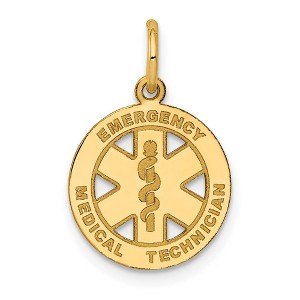 Black Bow Jewelry 14k Yellow Gold Emergency Medical Technician Disk Charm, 13mm - 1 of 4