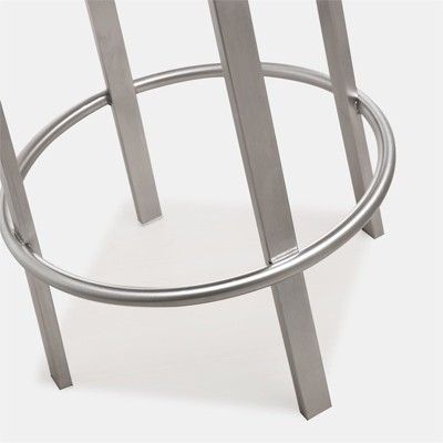 Gray Vegan Leather Swivel Counter Stools with Stainless Steel Legs - Set of 2