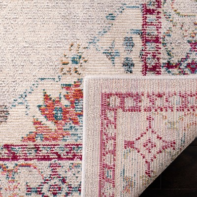 Crystal Cream and Grey Synthetic Square Area Rug, 7'x7'
