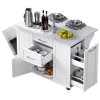 ORRD 50.7" Kitchen Island with Drop Leaf & Storage, Mobile Cart with Tilt Trash Can Cabinet, 2 Drawers, 5 Wheels for Kitchen Dining Room, White - 4 of 4