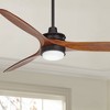 52" Casa Vieja Rustic Farmhouse 3 Blade Indoor Ceiling Fan with Dimmable LED Light Remote Control Matte Black Walnut Solid Wood for Living Room House - 2 of 4