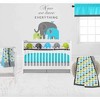 Bacati - Elephants Crib Rail Guard Covers Aqua/Lime/Gray set of 2 Small Side - 4 of 4