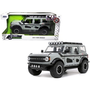 2021 Ford Bronco Gray with Black Stripes with Roof Rack "Own the Night" "Just Trucks" Series 1/24 Diecast Model Car by Jada - 1 of 4