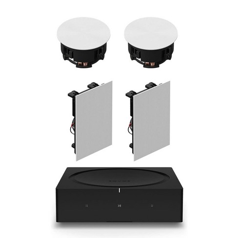 Sonos In Ceiling Speaker Pair With Sonos In Wall Speaker Pair And Sonos Amp Wireless Hi Fi Player