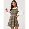 Allegra K Women's Plaid Peter Pan Collar Long Sleeve Mini A-Line Dress - 2 of 4