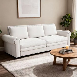 Homy Casa 3-in-1 Convertible Velvet Sofa Bed with Nailhead Trim and Rolled Arms, for Living Room or Guest Space - 1 of 4