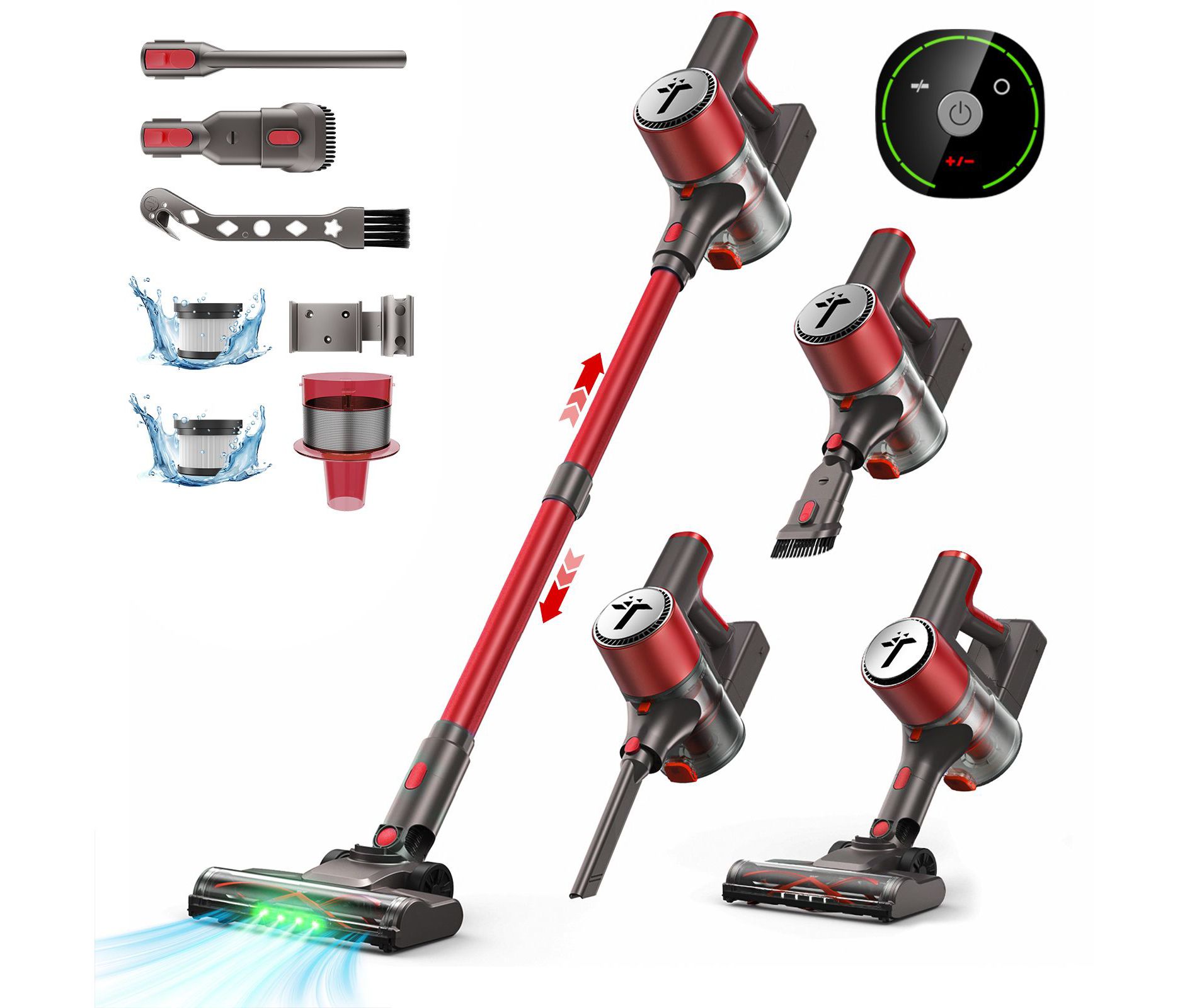 Teendow Cordless Vacuum Cleaner for Home, 50KPa Lightweight Stick Vacuum with 300W Brushless Motor, Self-Standing Vacuum for Hardwood Floors, Carpet