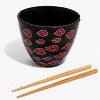 Naruto Shippuden Akatsuki Red Clouds Ramen Noodle Bowl with Reusable Bamboo Chopsticks Black - 2 of 4