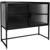 Modern Storage Cabinet with Glass Door Metal Frame Double Layer Freestanding Sideboard Suitable for Living Room Kitchen Black - 4 of 4