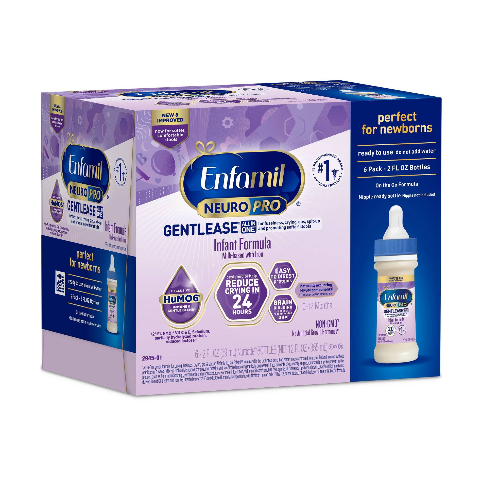 Enfamil NeuroPro GentleEase Ready to Use Infant Formula Bottles - 2 fl oz Each/6ct