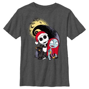 Boy's The Nightmare Before Christmas Jack and Sally Christmas Portrait T-Shirt - 1 of 4