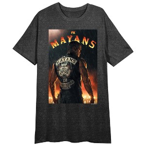 Mayans M.C. Ezekiel Reyes Poster Art Crew Neck Short Sleeve Black Heather Women's Night Shirt - 1 of 2