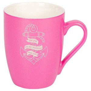 100 North Nautical 10 Ounce Pink Metallic Finish, Comfortably Fits Your Hands, New Bone China Coffee Tea Cup Mug, Hope As An Anchor - 1 of 1